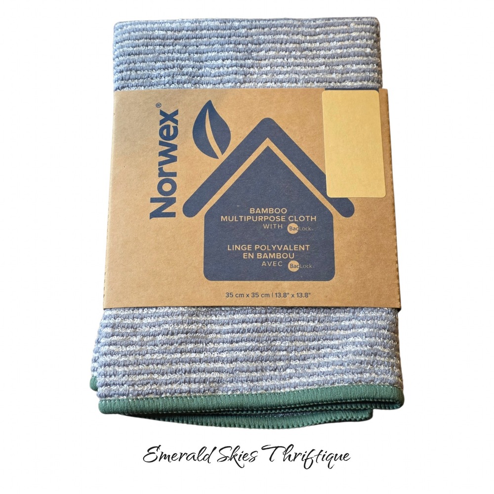 Norwex Multi-Purpose Bamboo Microfiber Cloth Graphite Green Trim NEW free ship
